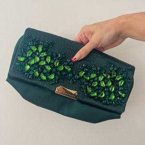 Green Burberry Jeweled Clutch